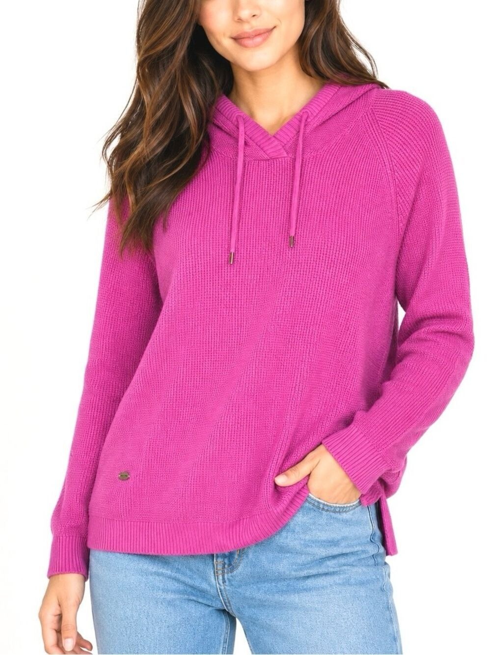 Ralph Lauren Black Label Pink Waffle Knit Pullover Hoodie Large